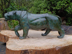 Hand Carved Green Verdite Leopard Carving x 1 From Zimbabwe
