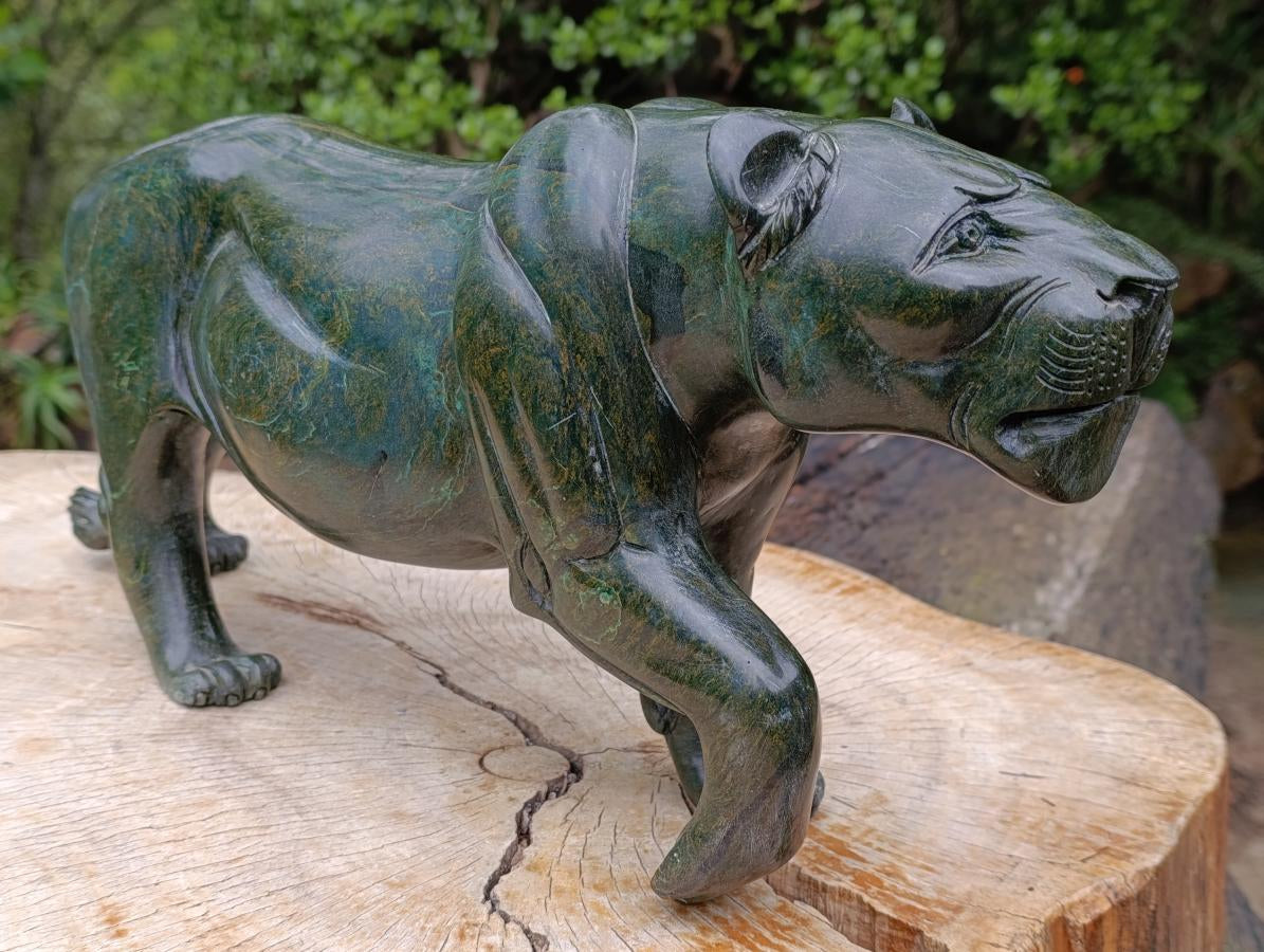 Hand Carved Green Verdite Leopard Carving x 1 From Zimbabwe