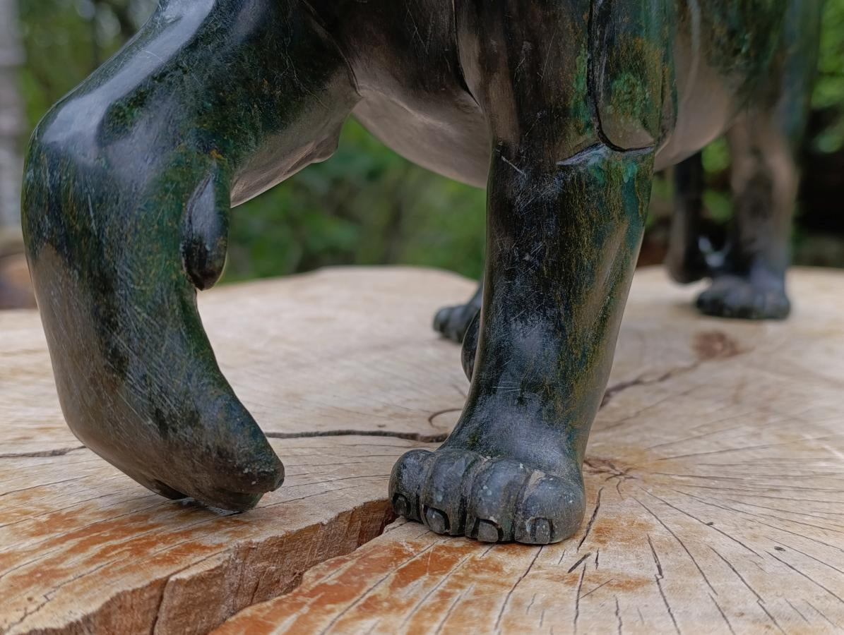 Hand Carved Green Verdite Leopard Carving x 1 From Zimbabwe