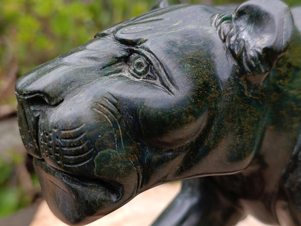 Hand Carved Green Verdite Leopard Carving x 1 From Zimbabwe