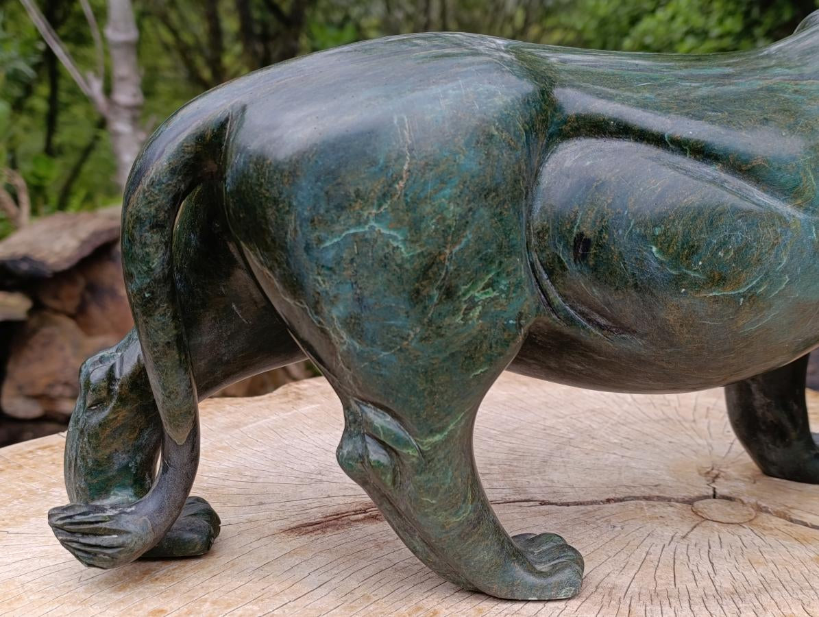 Hand Carved Green Verdite Leopard Carving x 1 From Zimbabwe