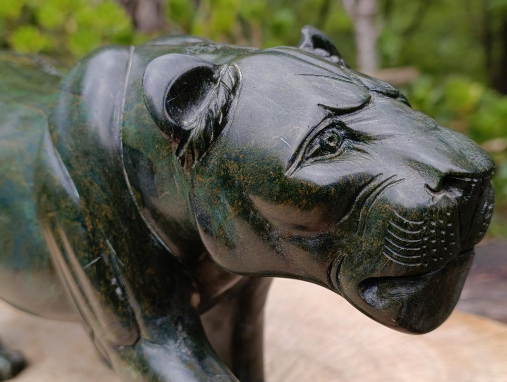 Hand Carved Green Verdite Leopard Carving x 1 From Zimbabwe