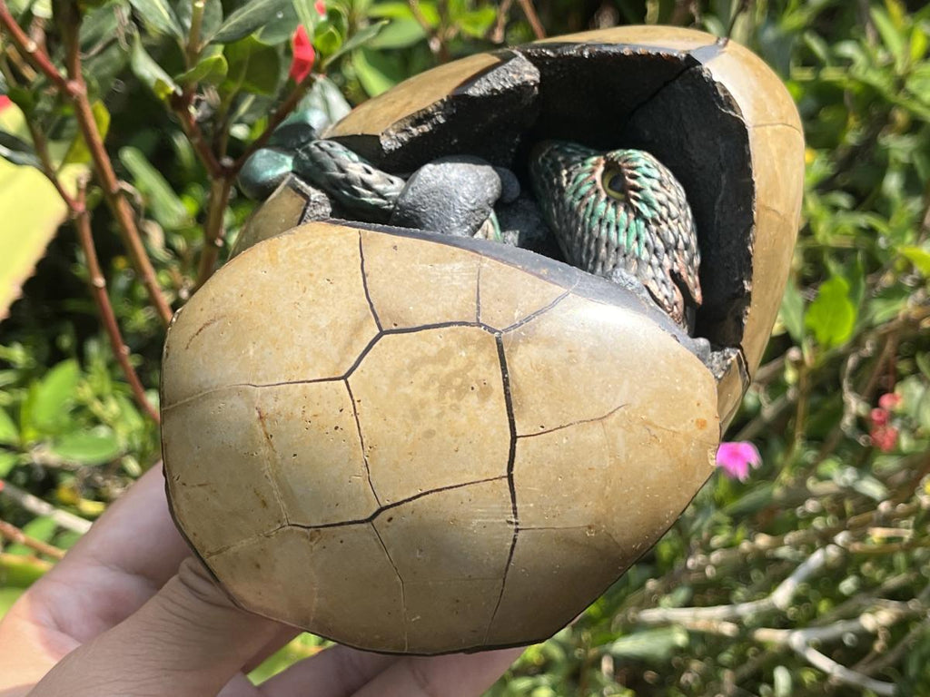 Hand Made Septerye Sauvage Dragon's Egg with a FIMO Clay Dragon Sculpture x 1 From Mahajanga, Madagascar