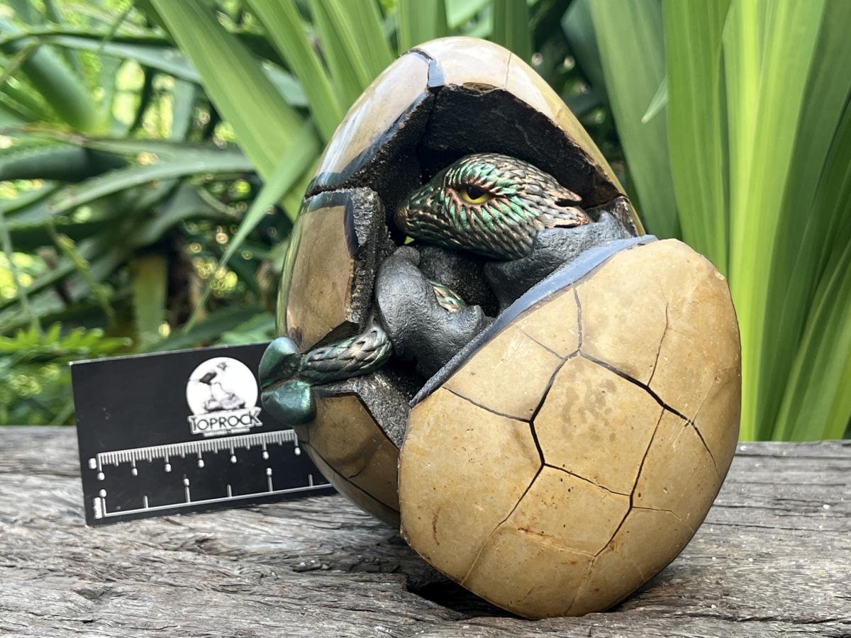 Hand Made Septerye Sauvage Dragon's Egg with a FIMO Clay Dragon Sculpture x 1 From Mahajanga, Madagascar