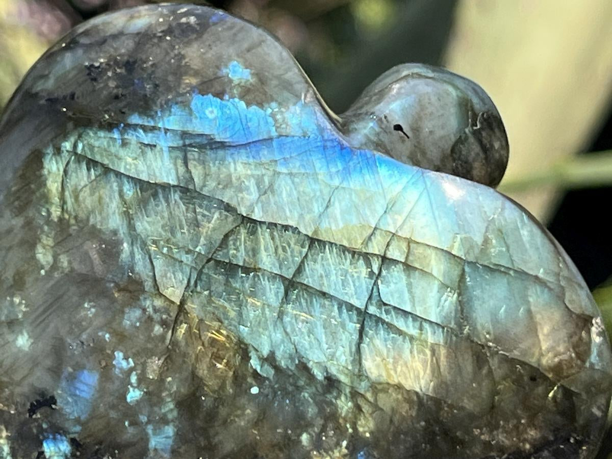 Hand Made Blue Flash Labradorite Angel Sculpture x 1 From Madagascar
