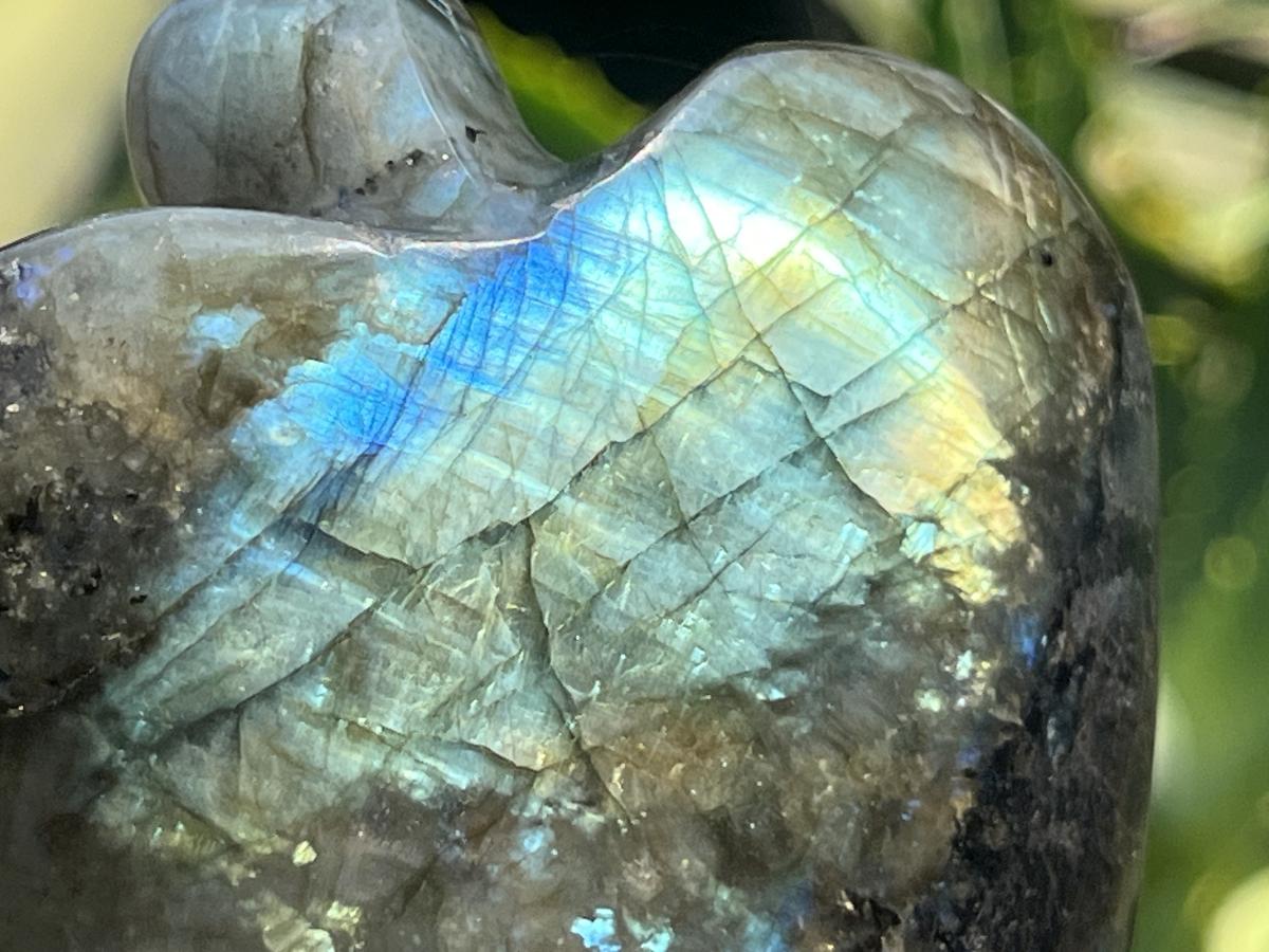Hand Made Blue Flash Labradorite Angel Sculpture x 1 From Madagascar