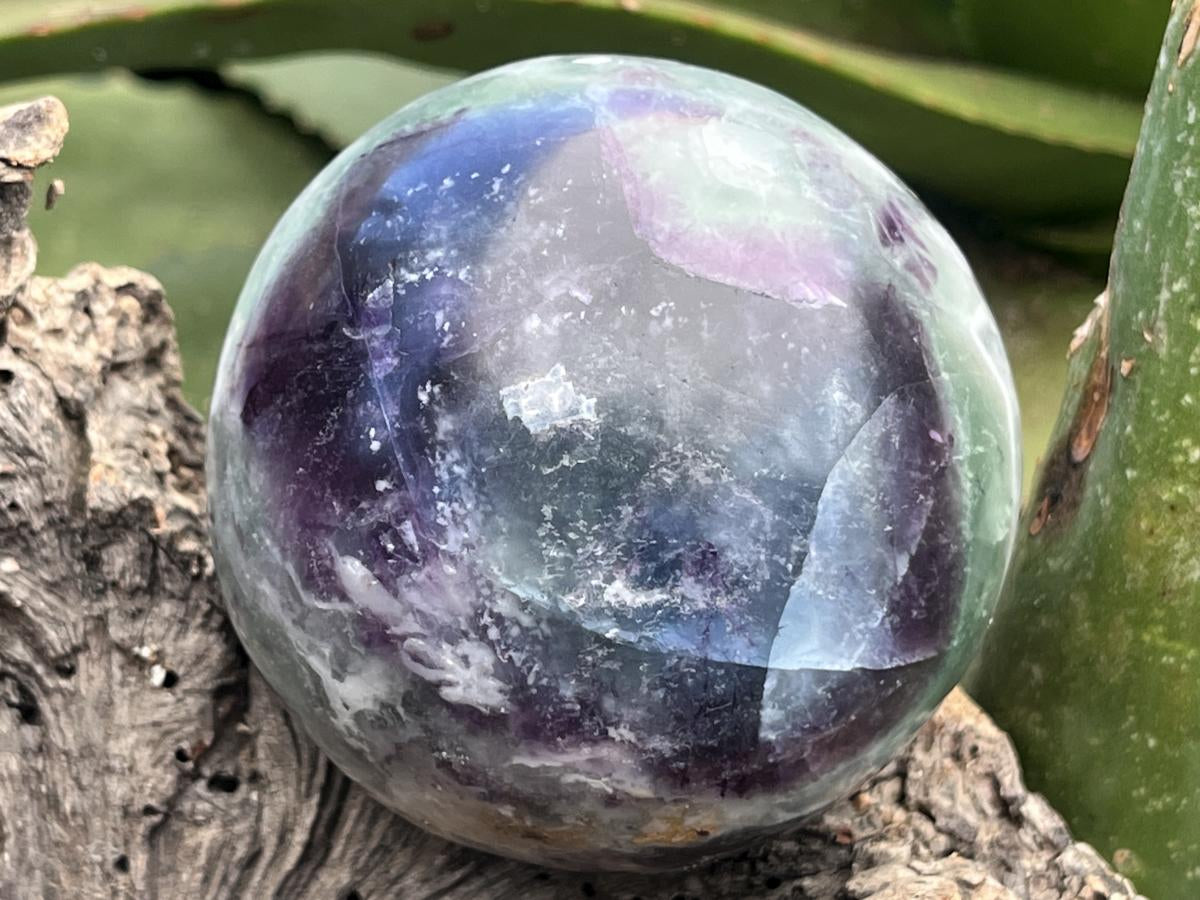 Polished Watermelon Fluorite Sphere x 1 From Uis, Namibia