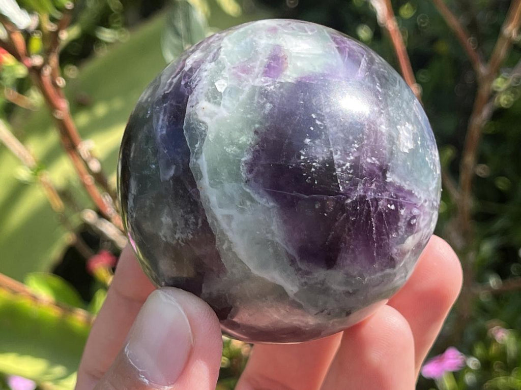 Polished Watermelon Fluorite Sphere x 1 From Uis, Namibia
