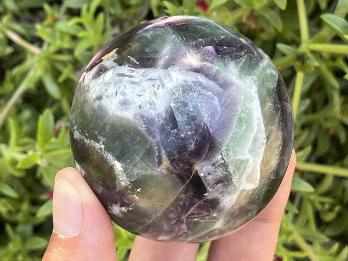 Polished Watermelon Fluorite Sphere x 1 From Uis, Namibia