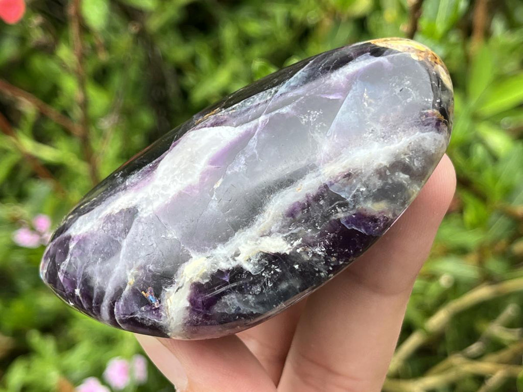 Polished Large Watermelon Fluorite Palm Stone x 1 From Uis, Namibia