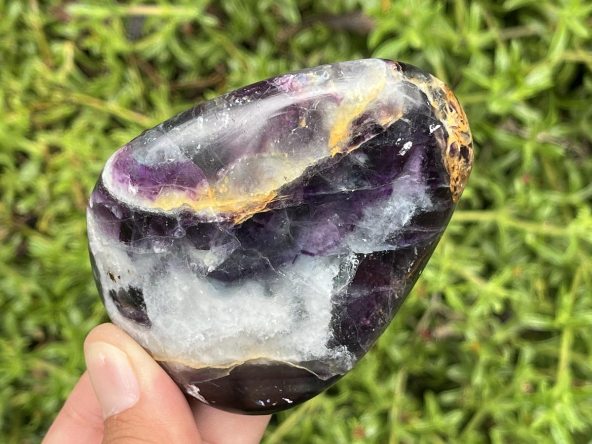Polished Large Watermelon Fluorite Palm Stone x 1 From Uis, Namibia