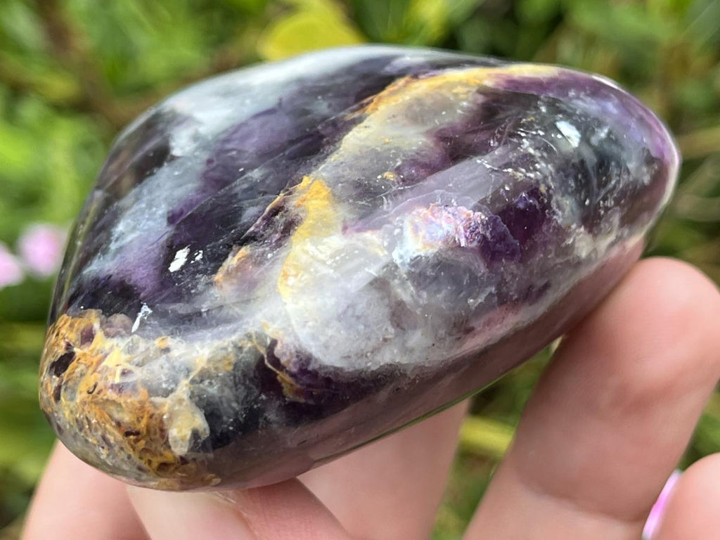 Polished Large Watermelon Fluorite Palm Stone x 1 From Uis, Namibia