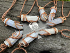Hand Made Blue Lace Agate Copper Wire Art Pendants x 10 - Sold Per Piece - From Namibia