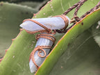 Hand Made Blue Lace Agate Copper Wire Art Pendants x 10 - Sold Per Piece - From Namibia