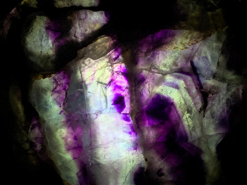 Polished Thinly Cut and Translucent Watermelon Fluorite Slice x 1 From Uis, Namibia