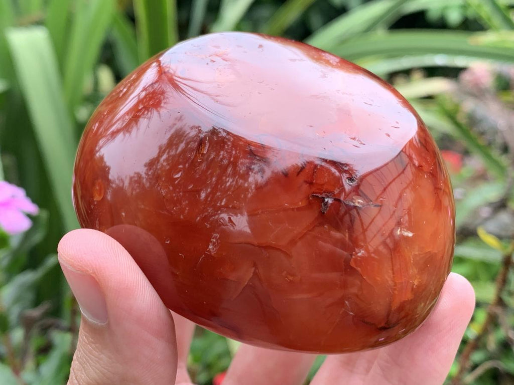 Polished Hollow Crystalline Geode Carnelian Sphere and Dish Set x 1 From Madagascar