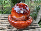 Polished Hollow Crystalline Geode Carnelian Sphere and Dish Set x 1 From Madagascar