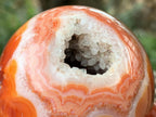Polished Hollow Crystalline Geode Carnelian Sphere and Dish Set x 1 From Madagascar
