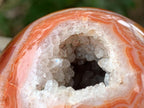 Polished Hollow Crystalline Geode Carnelian Sphere and Dish Set x 1 From Madagascar