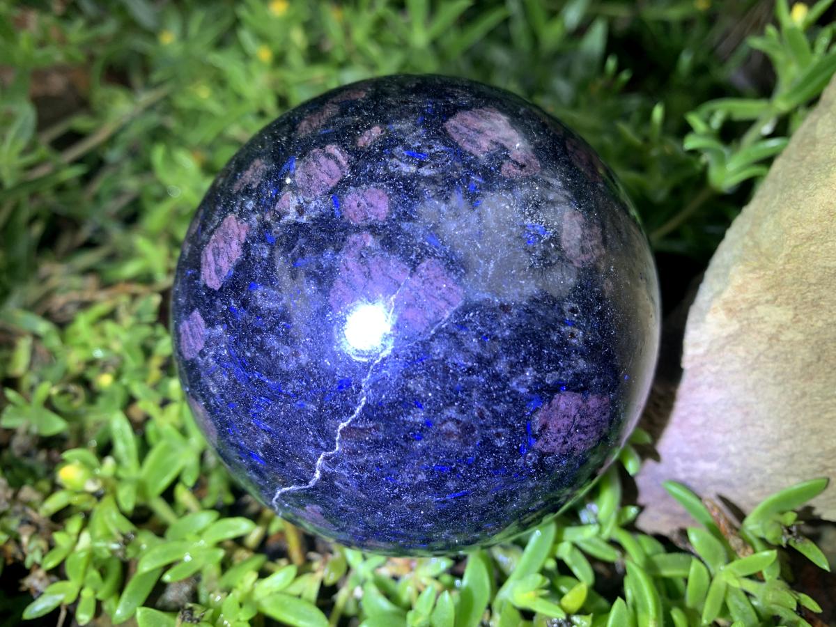 Polished Super Rare Blue Spark Iolite Sphere x 1 From Madagascar
