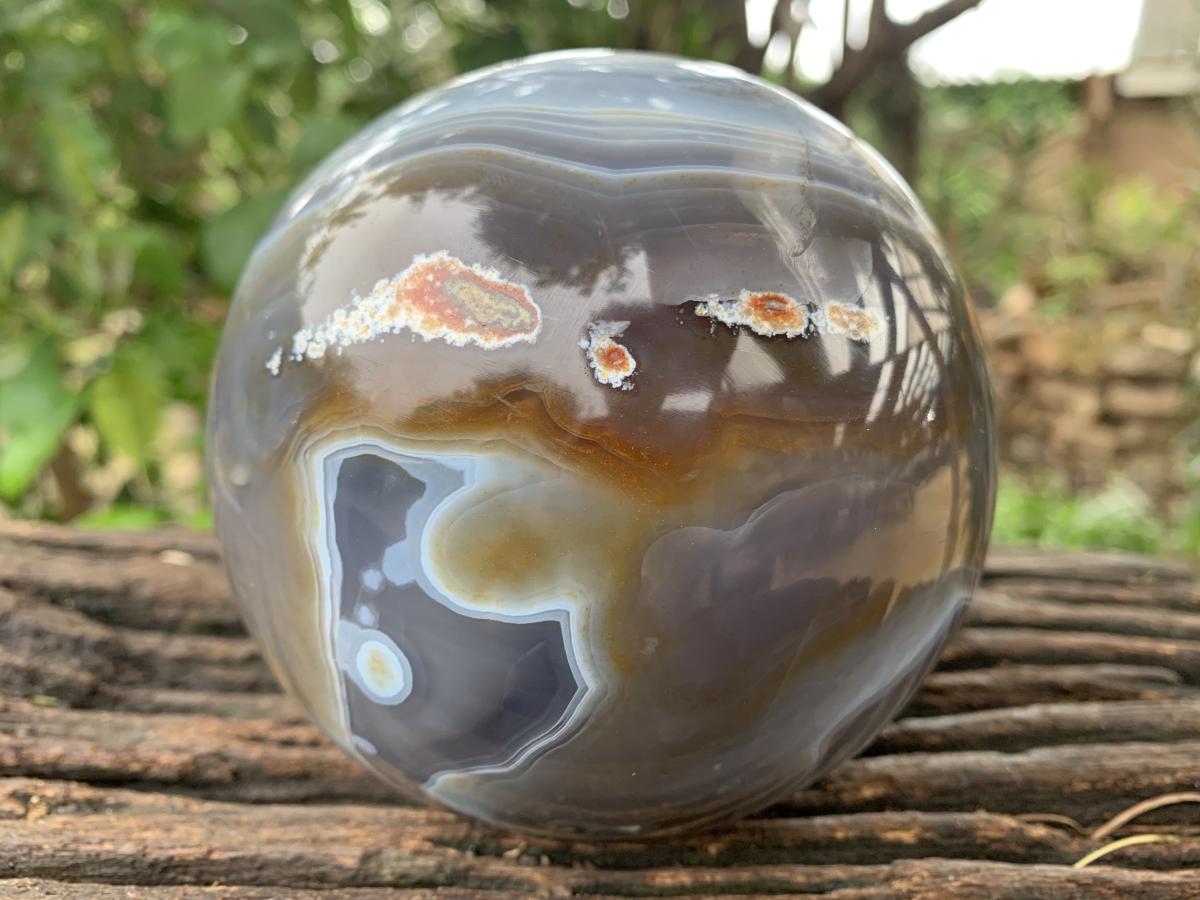 Polished XL Shashe River Agate Sphere x 1 From Zimbabwe