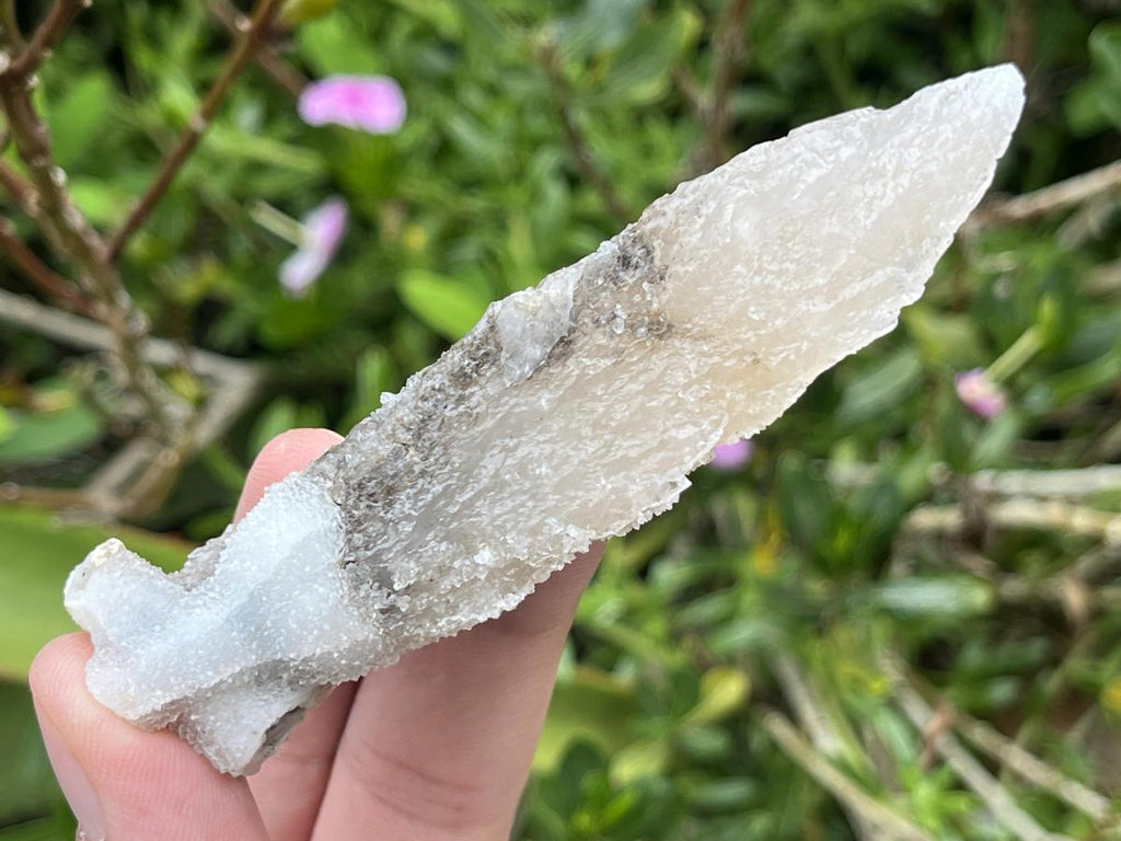 Natural Drusy Quartz Coated Spearhead Calcite Specimen x 1 From Albert's Mountain, Lesotho