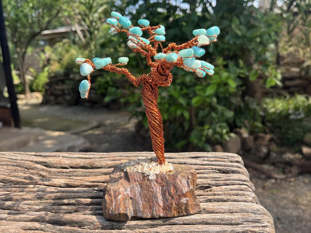 Hand Made Amazonite and Copper Wire Gemstone Tree x 1 From Zimbabwe