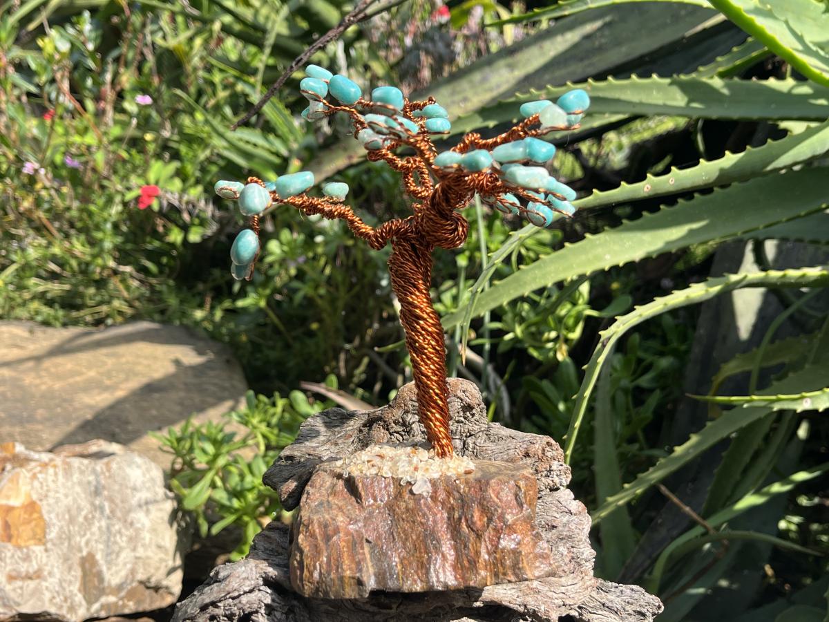 Hand Made Amazonite and Copper Wire Gemstone Tree x 1 From Zimbabwe