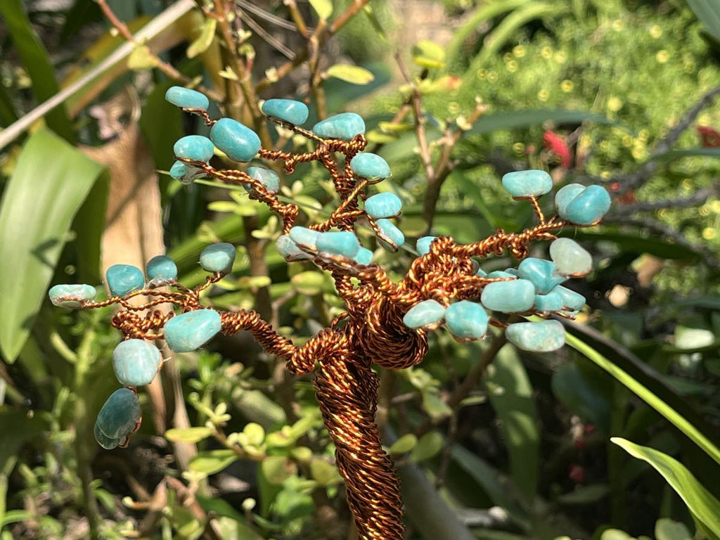 Hand Made Amazonite and Copper Wire Gemstone Tree x 1 From Zimbabwe