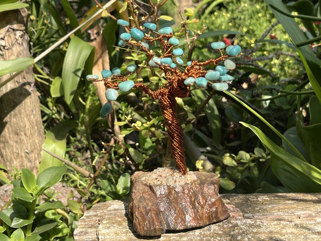Hand Made Amazonite and Copper Wire Gemstone Tree x 1 From Zimbabwe