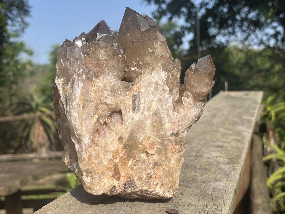 Natural Cascading Smokey Citrine Crystal Cluster x 1 From Luena, Congo