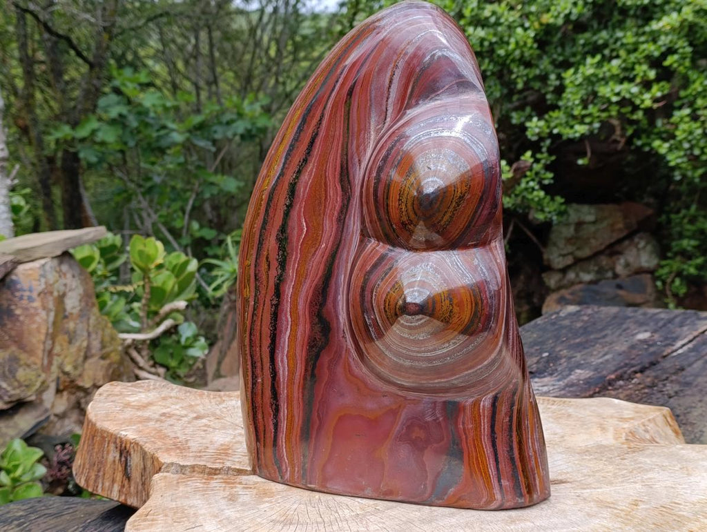 Polished XXL Banded Tiger Iron Stone Display Piece x 1 From Prieska, Northern Cape, South Africa