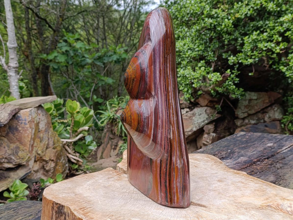 Polished XXL Banded Tiger Iron Stone Display Piece x 1 From Prieska, Northern Cape, South Africa