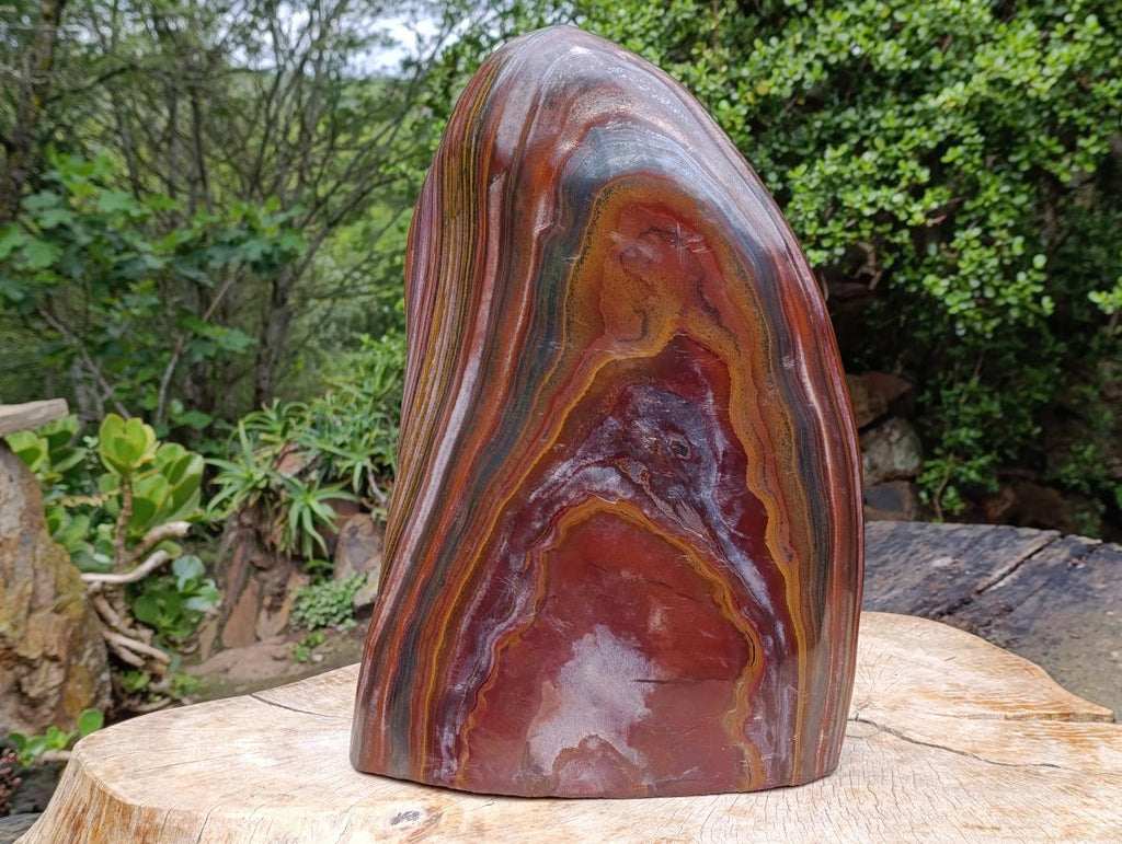 Polished XXL Banded Tiger Iron Stone Display Piece x 1 From Prieska, Northern Cape, South Africa