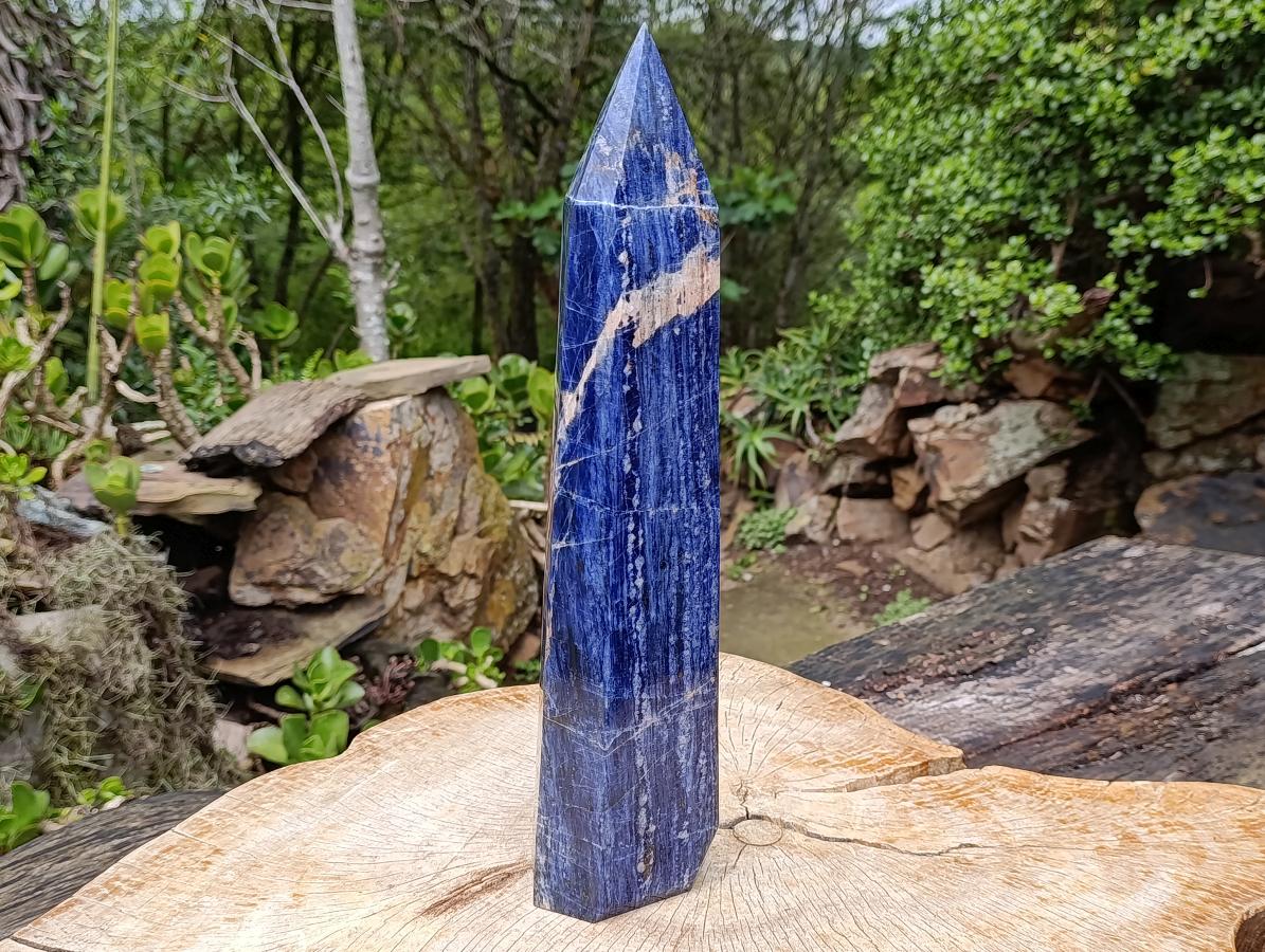 Polished XL Deep Blue Sodalite Crystal Tower x 1 From Kunene, Namibia