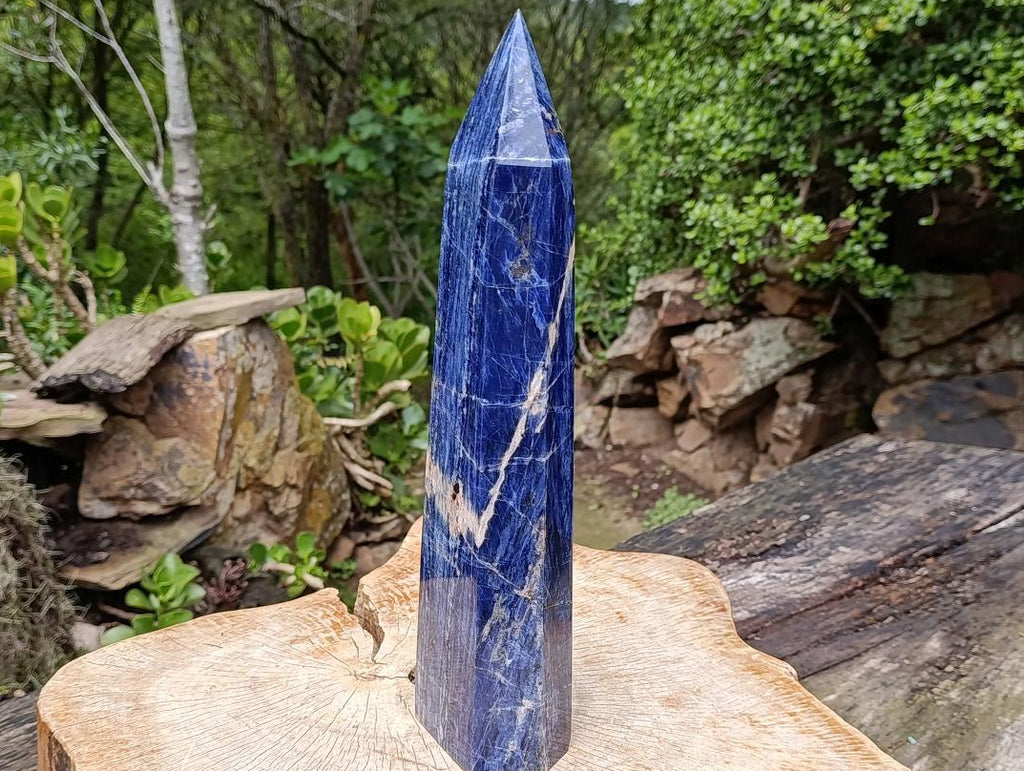 Polished XL Deep Blue Sodalite Crystal Tower x 1 From Kunene, Namibia
