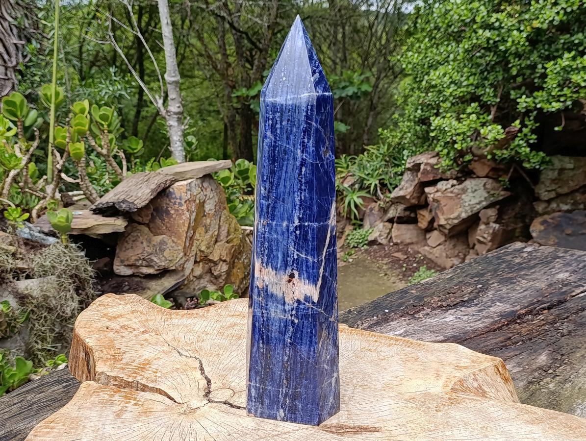 Polished XL Deep Blue Sodalite Crystal Tower x 1 From Kunene, Namibia