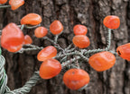 Hand Made Copper Wire Carnelian Gemstone Tree on an Agate Base x 1 From Botswana