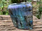 Polished Purple and Blue Flash Labradorite Faceted Standing Display Piece x 1 From Tulear, Madagascar