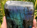 Polished Purple and Blue Flash Labradorite Faceted Standing Display Piece x 1 From Tulear, Madagascar