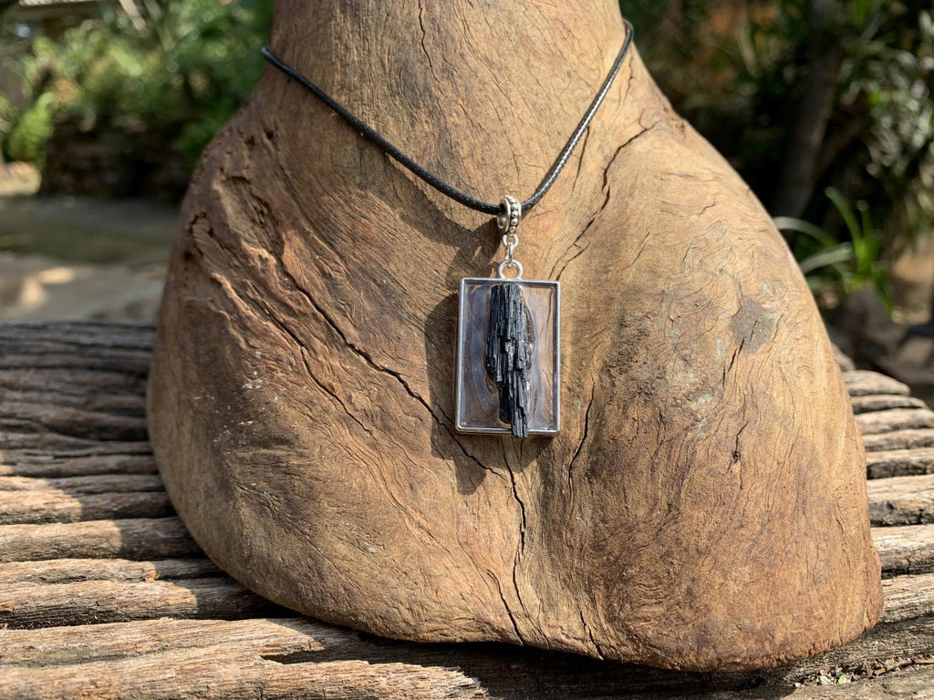 Hand Made Schorl Black Tourmaline Crystal Pendant by Adre Designs x 1 From Erongo, Namibia