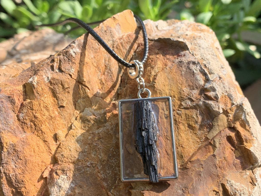 Hand Made Schorl Black Tourmaline Crystal Pendant by Adre Designs x 1 From Erongo, Namibia