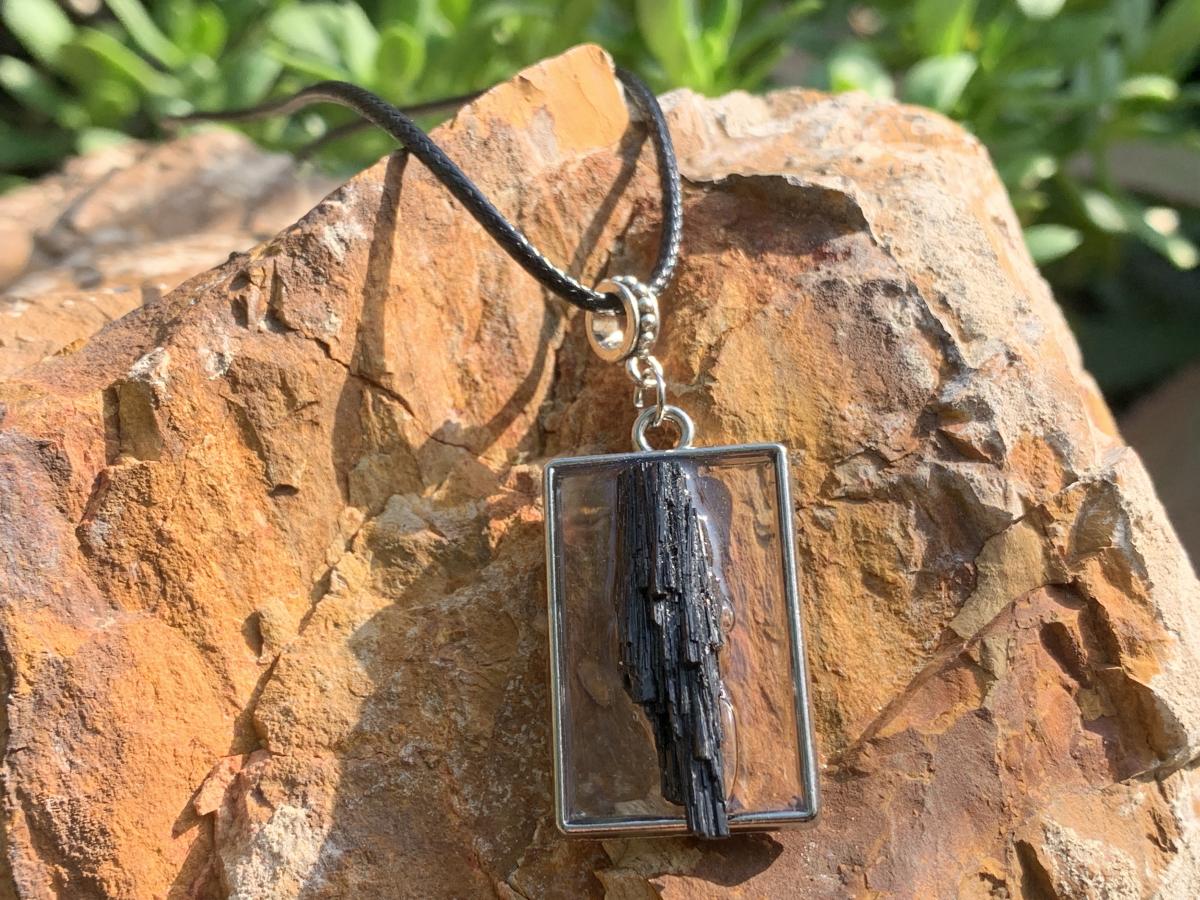 Hand Made Schorl Black Tourmaline Crystal Pendant by Adre Designs x 1 From Erongo, Namibia