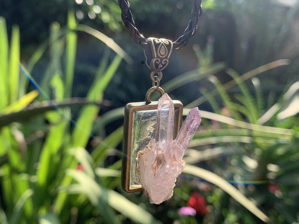 Hand Made Natural Amethyst and Lepidocrocite Quartz Cluster Pendant by Adre Designs x 1 From Brandberg, Namibia