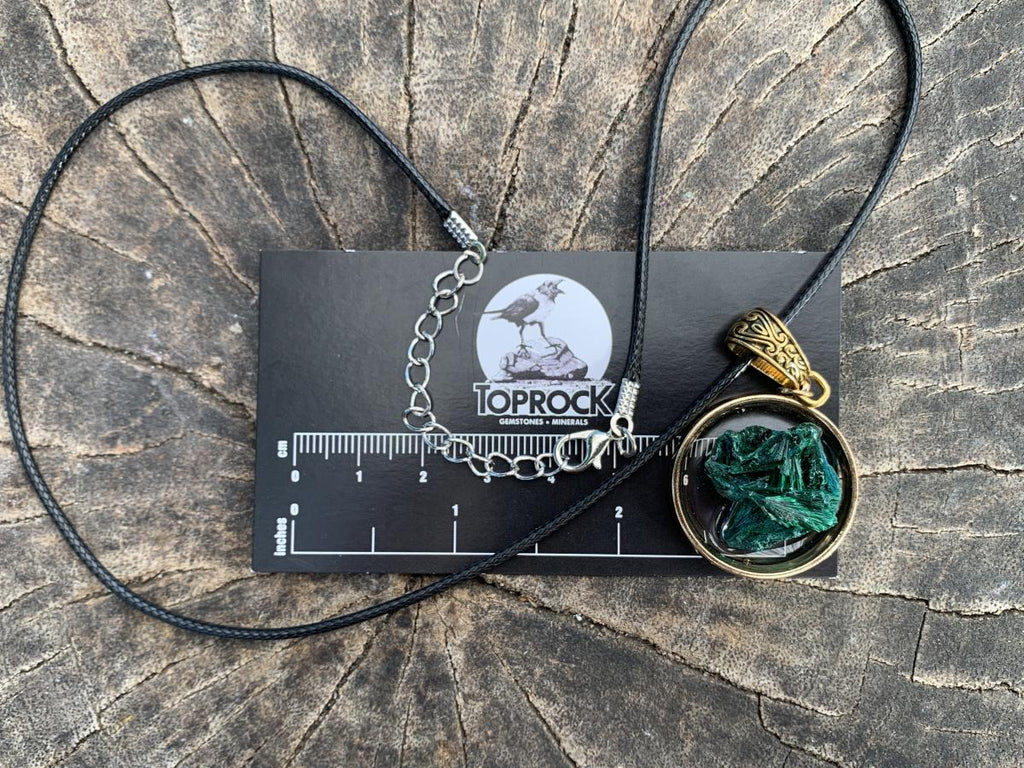 Hand Made Natural Silky Crystalline Malachite Fan Formation Pendant by Adre Designs x 1 From Kasompe, Congo