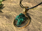 Hand Made Natural Silky Crystalline Malachite Fan Formation Pendant by Adre Designs x 1 From Kasompe, Congo
