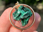 Hand Made Natural Silky Crystalline Malachite Fan Formation Pendant by Adre Designs x 1 From Kasompe, Congo