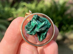 Hand Made Natural Silky Crystalline Malachite Fan Formation Pendant by Adre Designs x 1 From Kasompe, Congo