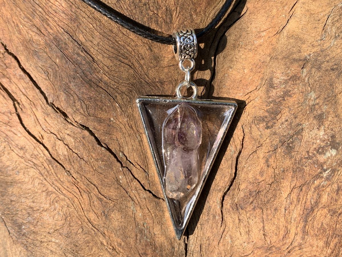 Hand Made Natural Mini Amethyst Crystal Sceptre Pendant by Adre Designs x 1 From Brandberg, Namibia