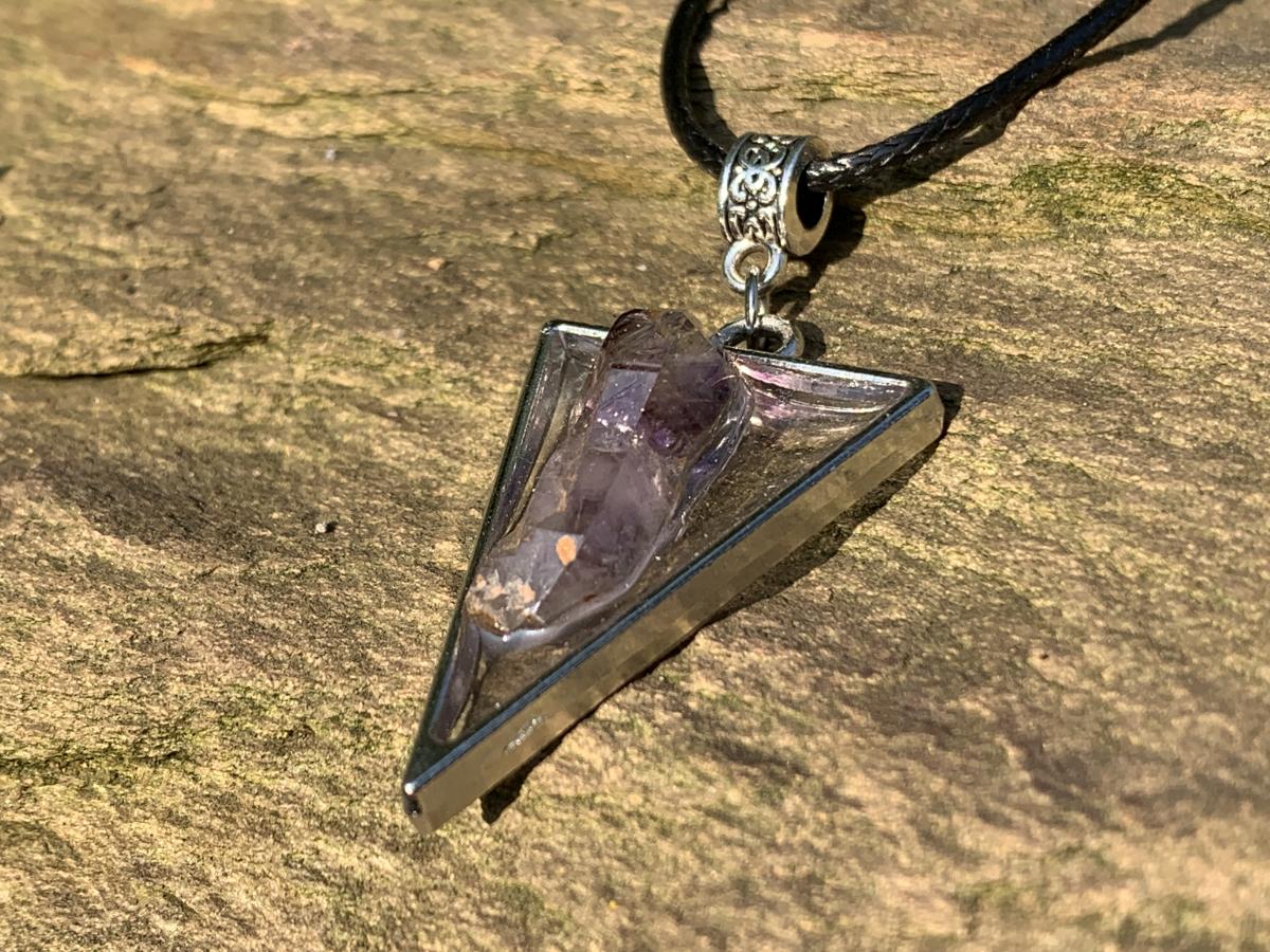 Hand Made Natural Mini Amethyst Crystal Sceptre Pendant by Adre Designs x 1 From Brandberg, Namibia